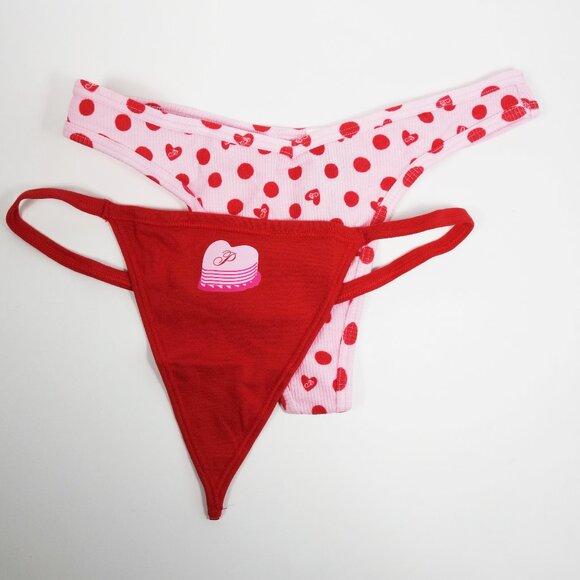 Victoria's Secret PINK 2-Pack Cotton Heart Shaped Cake V-STRING Panty (S) NWT! - Picture 1 of 13